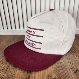 VINTAGE Farmers Union Insurance Hat Cap Snapback Maroon Made in USA L.W. Barrett
